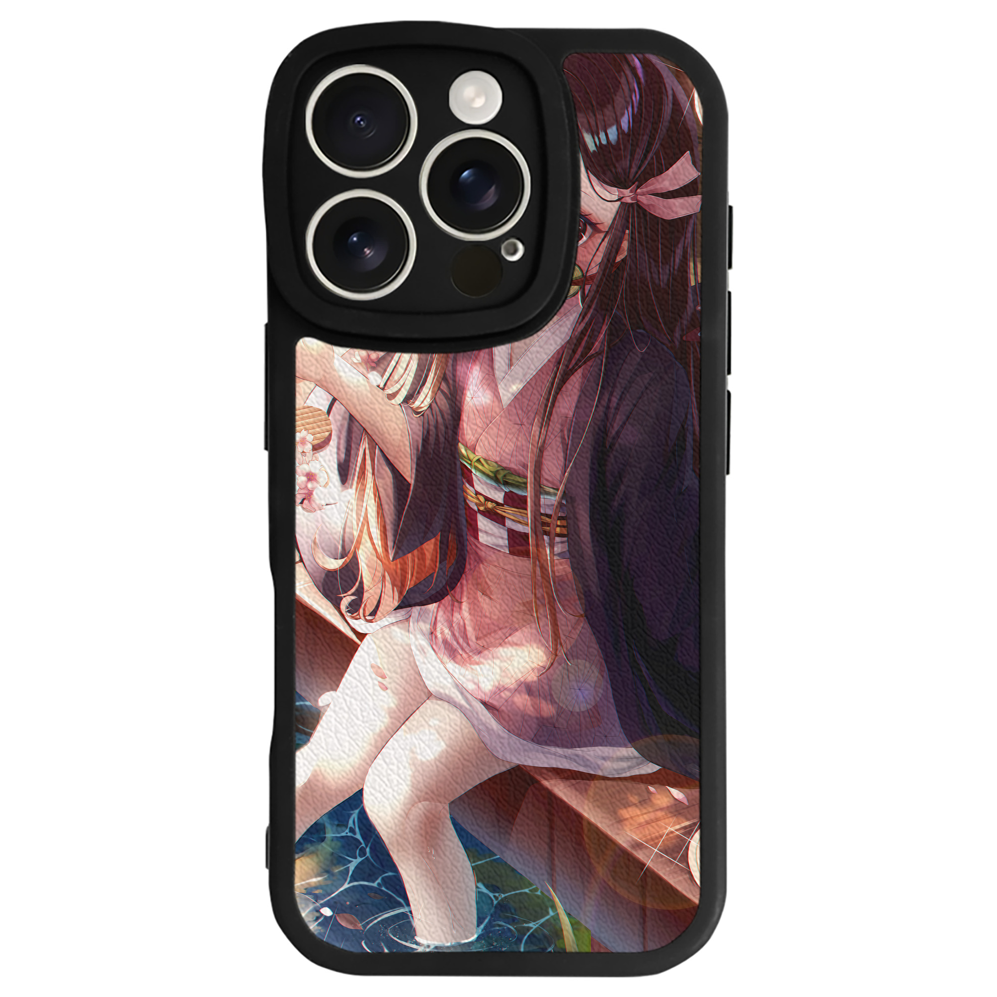（画像用） 鬼滅の刃（きめつのやいば）竈門 禰󠄀豆子／かまど ねずこ Kamado Nezuko 【iPhone 16シリーズ対応】シリコンスマホケース（レザー調） 材質：シリコン